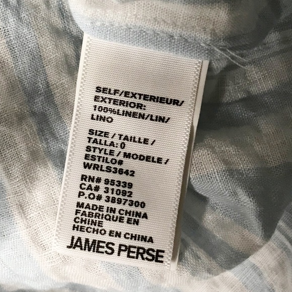Small Oversized 100% Linen Standard James Perse Blouse Shirt Button Up Stripes - Picture 14 of 14